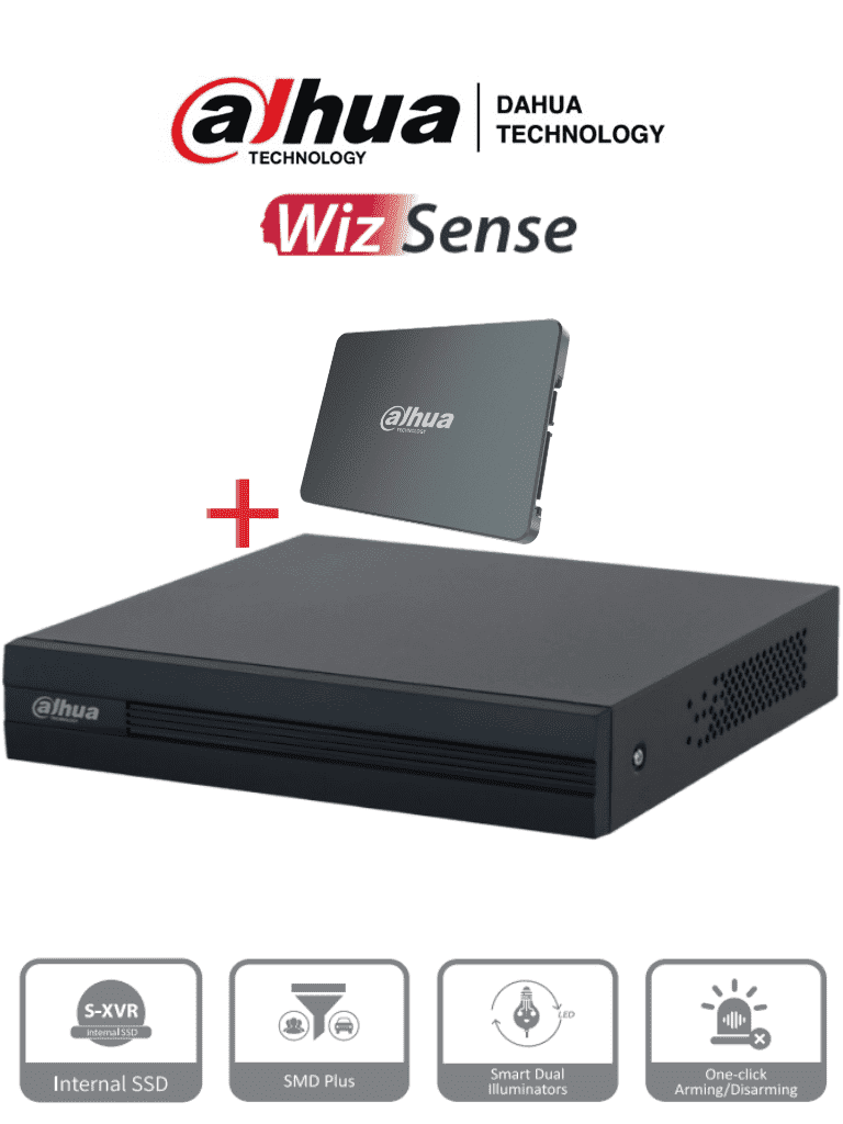 DAHUA XVR1B08-I-SSD - DVR de 8 canales 1080p Lite/ Con disco SSD de 512GB especial para Videovigilancia/ S-XVR Series/ WizSense/ H.265+/ 4 canales con SMD Plus/ Búsqueda inteligente (Humanos y vehículos) / #S-XVR #DVM DAHUA XVR1B08-I-SSD - DVR de 8 canales 1080p Lite/ Con disco SSD de 512GB especial para Videovigilancia/ S-XVR Series/ WizSense/ H.265+/ 4 canales con SMD Plus/ Búsqueda inteligente (Humanos y vehículos) / #S-XVR #DVM